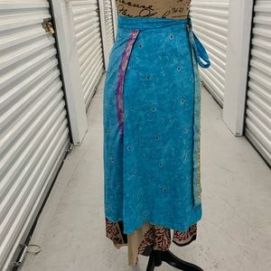 Juniors Silk Wrap Skirt Upcycled Sarees Fits Girls 10- Ladies Small